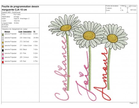 machine embroidery design daisys