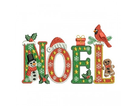Motif de broderie machine mot Noël