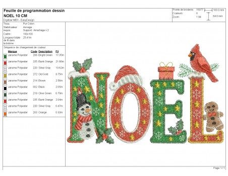 Motif de broderie machine mot Noël