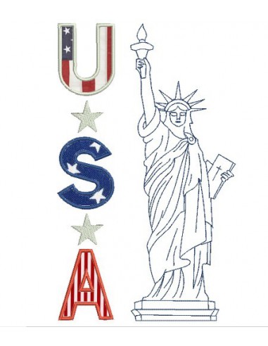 Motif de broderie machine statue de la liberté USA