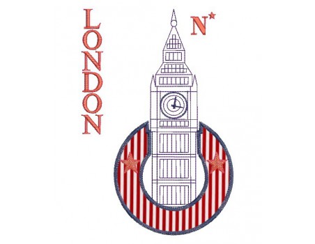 Motif de broderie machine Tour de l' horloge de Londres personnalisable