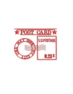 Motif de broderie machine Tampon Post Card  USA