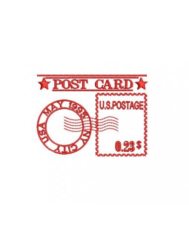 Motif de broderie machine Tampon Post Card  USA