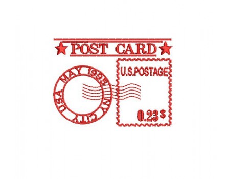 Motif de broderie machine Tampon Post Card  USA