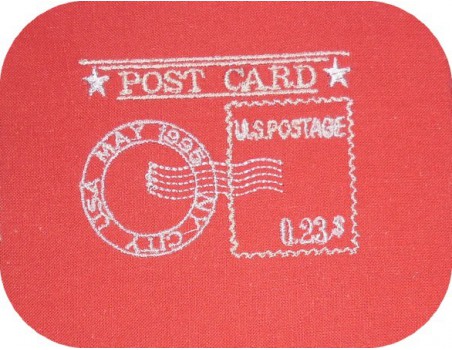 Motif de broderie machine Tampon Post Card  USA