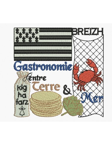 Motif de broderie machine gastronomie Bretagne