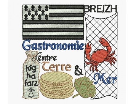 Motif de broderie machine gastronomie Bretagne