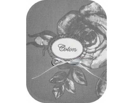 Instant download machine embroidery label festooned with eyelets