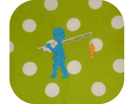 Instant download machine embroidery Silhouette boy fisherman