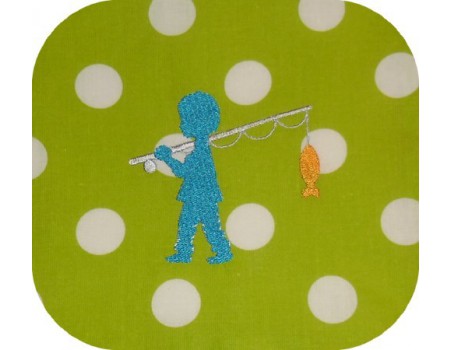 Motif de broderie machine silhouette garçon pêcheur