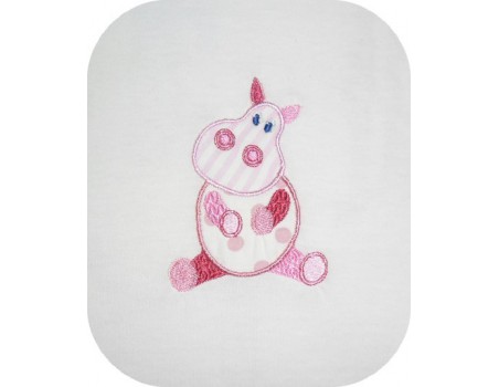 Motif de broderie machine hippopotame appliqué