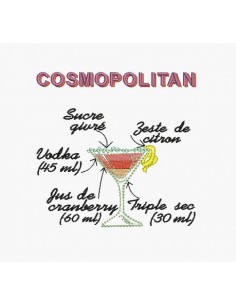 Motif de broderie machine cocktail cosmopolitan