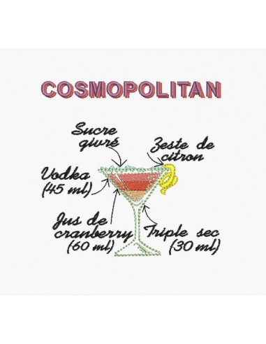 Motif de broderie machine cocktail cosmopolitan