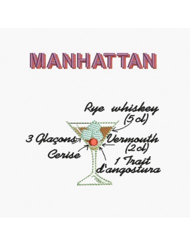 Instant download machine embroidery manhattan cocktail