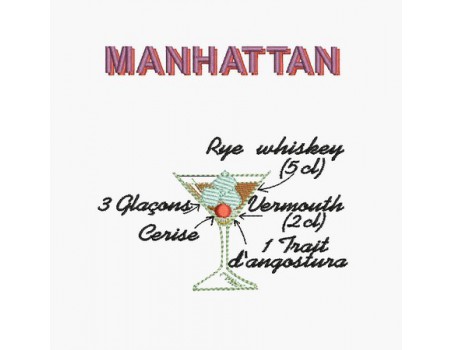 Instant download machine embroidery manhattan cocktail