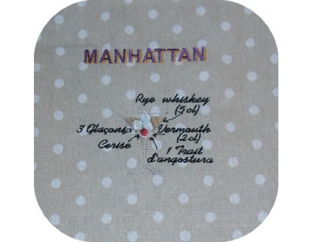 Instant download machine embroidery manhattan cocktail