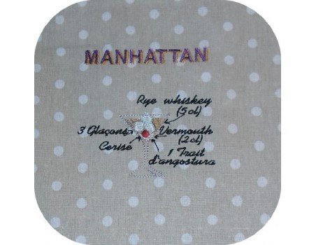 Motif de broderie machine cocktail manhattan