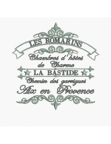 Motif de broderie machine Bastide les romarins