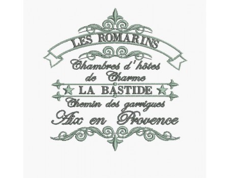 Motif de broderie machine Bastide les romarins