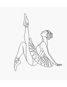 Motif de broderie machine ballerine redwork