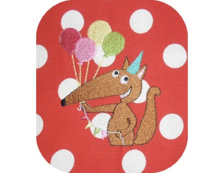 Motif de broderie machine loup d'anniversaire