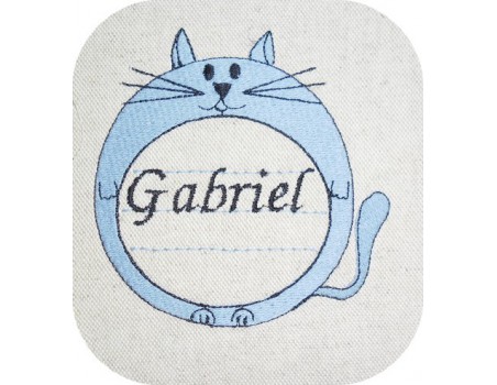 Motif de broderie machine étiquette chat