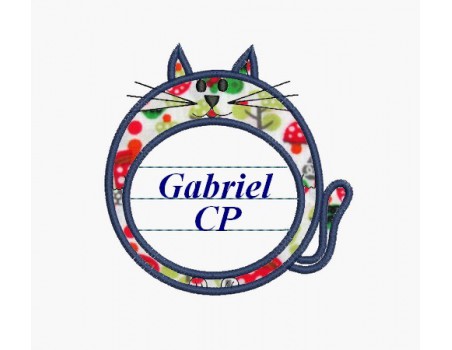 Instant download machine embroidery cat label customizable