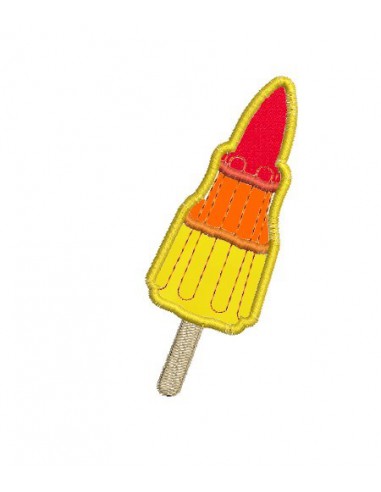 Motif de broderie machine appliqué  sorbet fusée