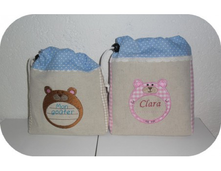 Instant download machine embroidery bear label customizable