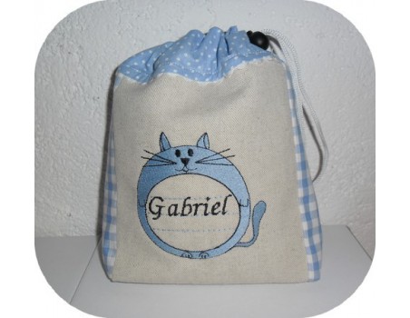 Instant download machine embroidery cat label customizable