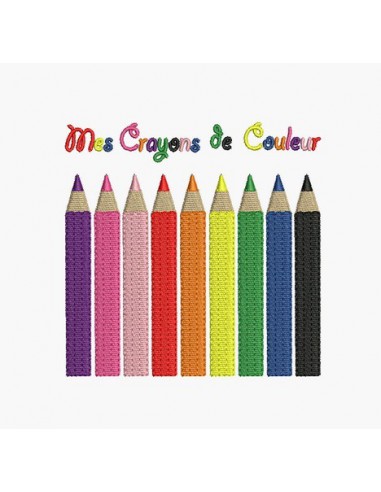 Motif de broderie machine crayons de couleur