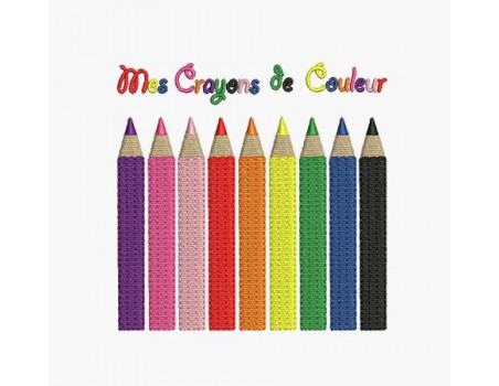 Motif de broderie machine crayons de couleur