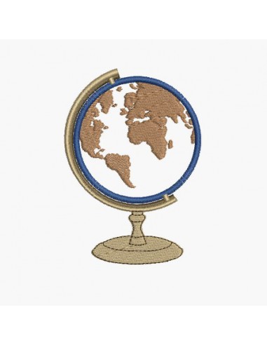 Motif de broderie machine globe terrestre