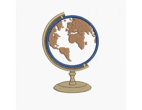 Motif de broderie machine globe terrestre