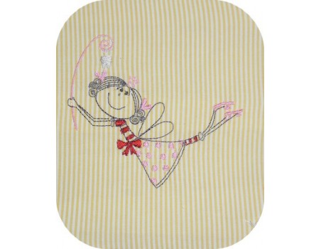 Instant download machine embroidery girl doing cutting