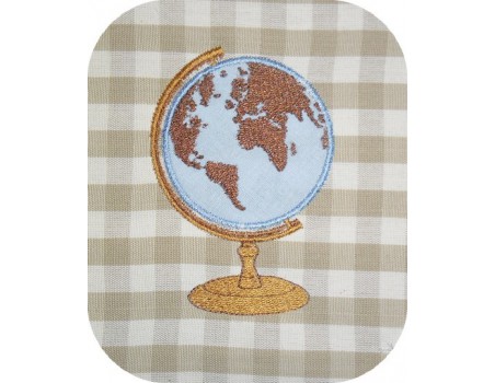 Instant download machine embroidery world map globe