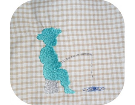 Motif de broderie machine silhouette enfant pêcheur