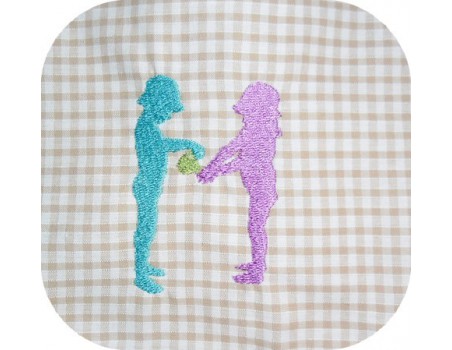 Instant download machine embroidery Silhouette children at the beach