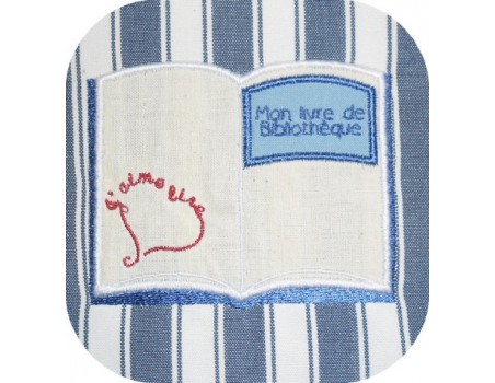 Motif de broderie machine livre appliqué personnalisable