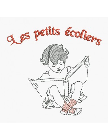 Motif de broderie machine petit écolier avec son livre