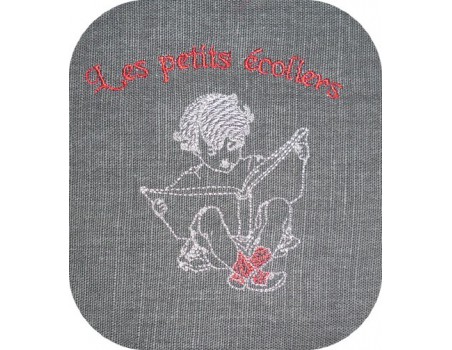 Instant download machine embroidery schoolboy with his book