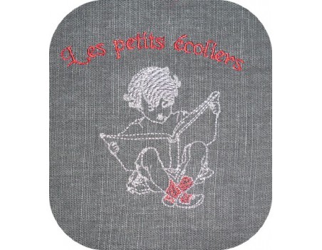 Motif de broderie machine petit écolier avec son livre