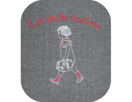 Motif de broderie machine écolière avec son cartable