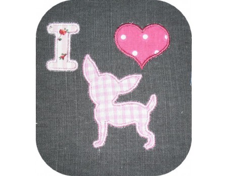 Motif de broderie machine chihuahua appliqué