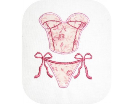 Motif de broderie machine ensenble lingerie bustier appliqué