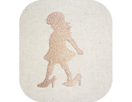 Motif de broderie machine silhouette fille aux chaussures