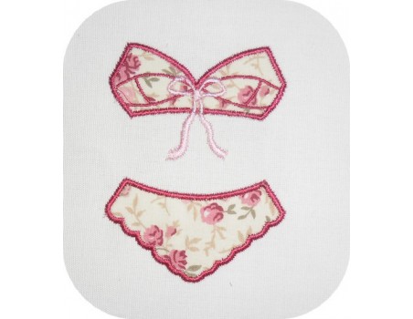 Motif de broderie machine appliqué ensemble lingerie