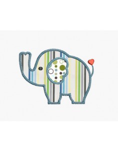 Motif de broderie machine éléphant appliqué