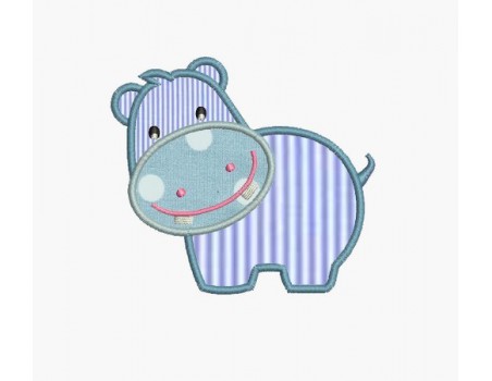 Motif de broderie machine hippopotame