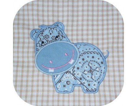 Motif de broderie machine hippopotame